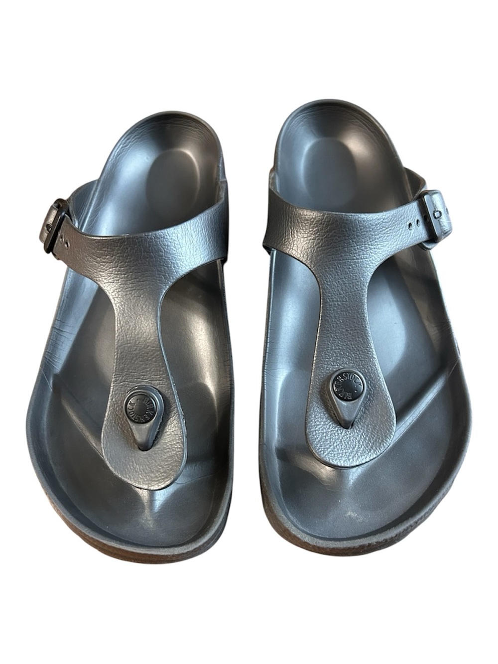 Birkenstock Gizeh EVA Metallic Anthracite Thong Sandals Size 38
